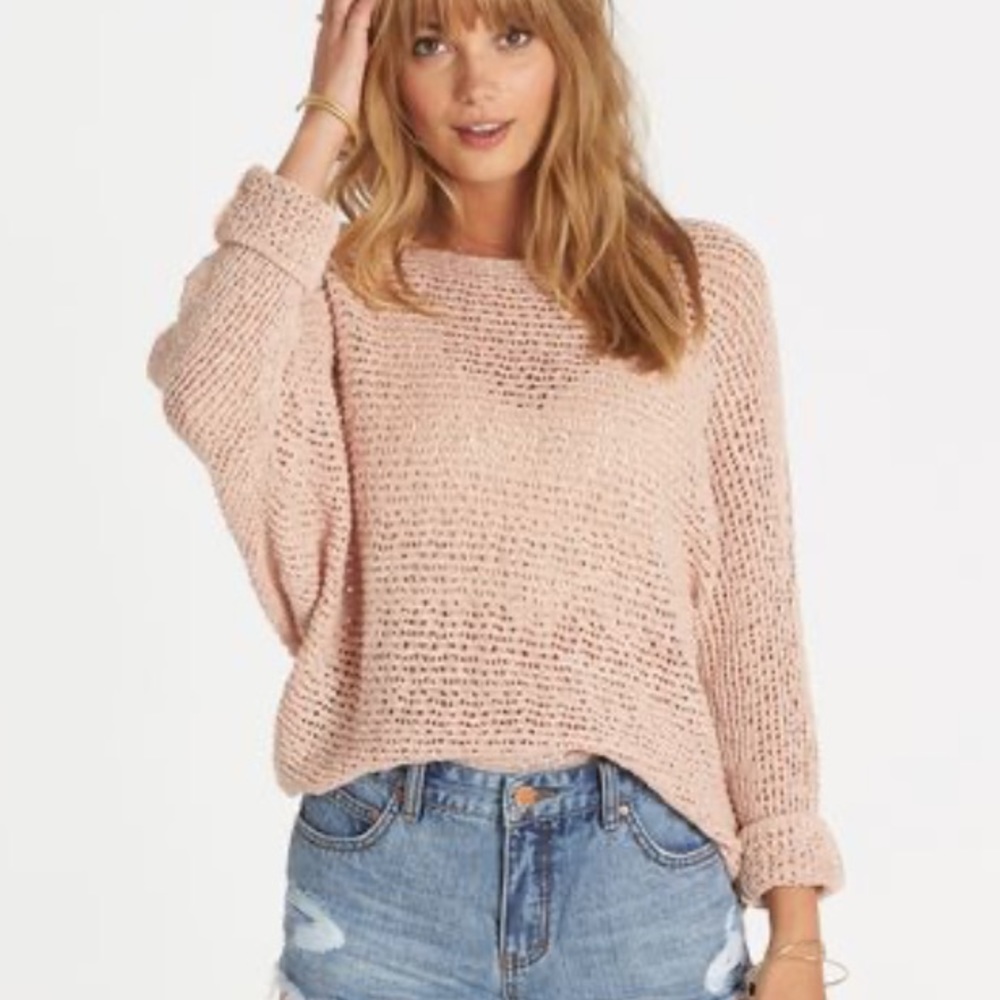 Billabong Dance With Me Dusty Pink Sweater Size S.